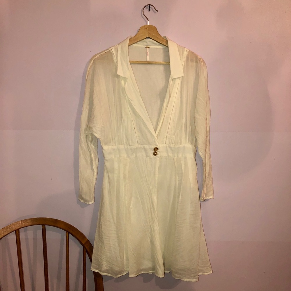 Long sleeve white wrap mini dress